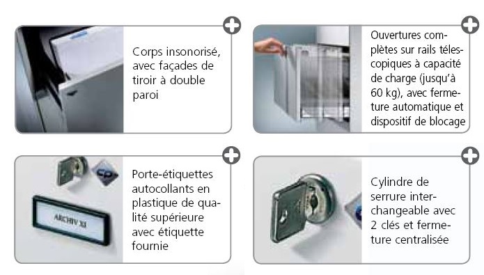 Les classeurs à dossiers suspendus Assisto 400 mm bénéficient des meilleures finitions pour un confort et une ergonomie optimale.