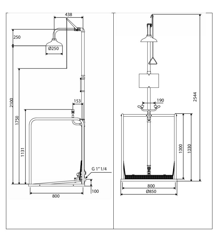 schema du combiné tout inox douche lave yeux 4730TI