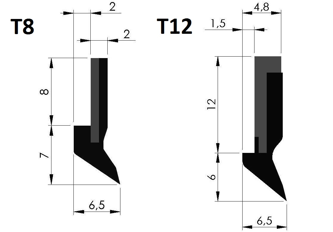 Côtes racleur de glissière AL INDUSTRIE T8 ou T12