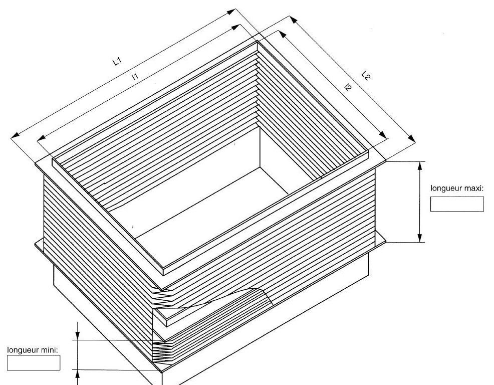 Côtes pour soufflet de protection sur table élévatrice 