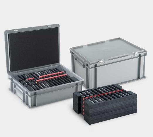 Caisse plastique pour transport d'outils de précision avec plateaux en mousse LogisticSystem - ROSE PLASTIC
