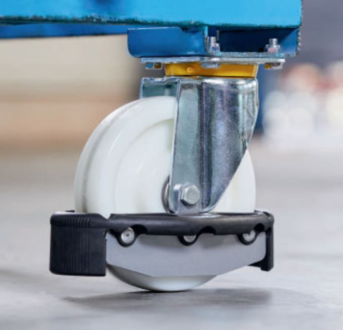 La roulette polyuréthane Zeta peut être équipée du pare-pieds élastique TENTE