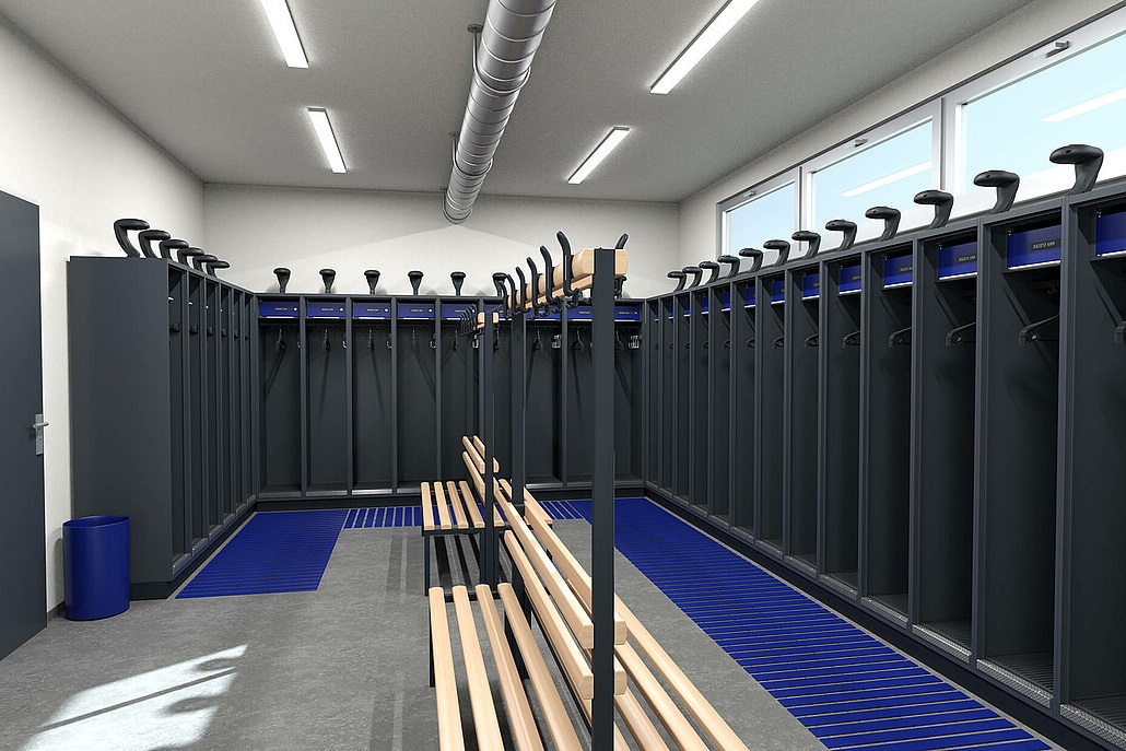 Agencement de vestiaire pompier complet avec l'armoire PRAKTUS