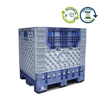 Location de caisse palette plastique pliable 1200 - contact alimentaire