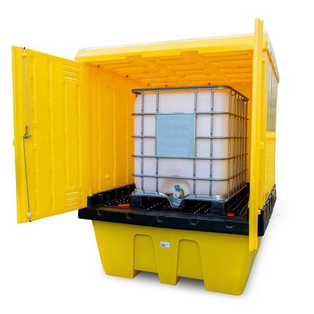 Achat Abri de stockage PEHD verrouillable pour 1 IBC - rétention 1260 litres