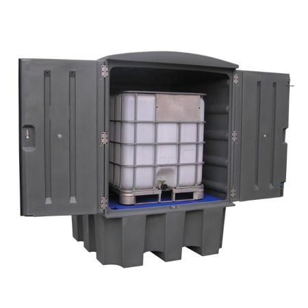 Abri pour IBC cuve 1000 litres en PEHD monobloc - rétention extérieure