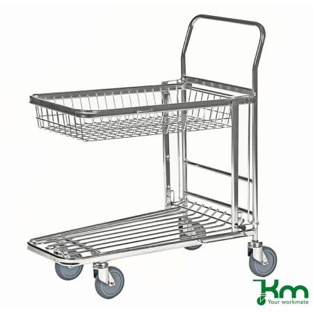 Prix Chariot à panier maillé repliable pour picking et mise en rayon