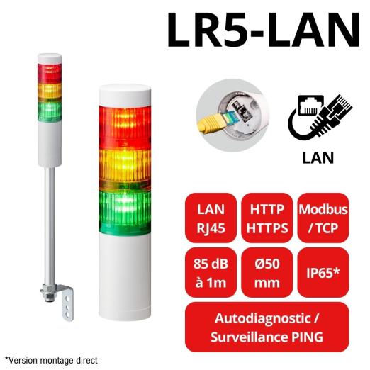 Colonne lumineuse avec port LAN RJ45 - LR5-LAN - PATLITE