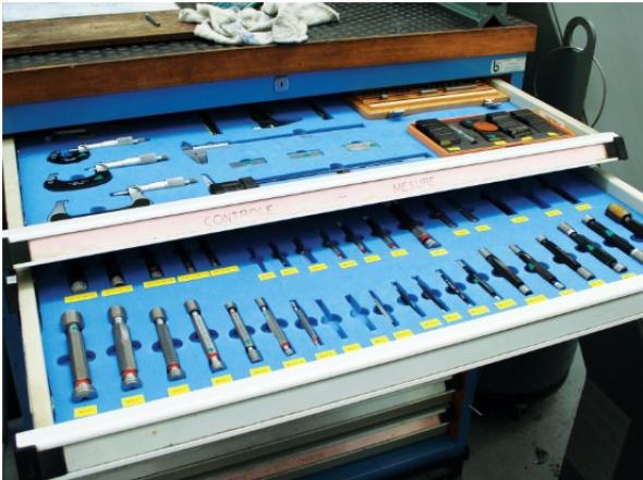 Mousse de rangement d'outils et composants sur-mesure dans le 5S