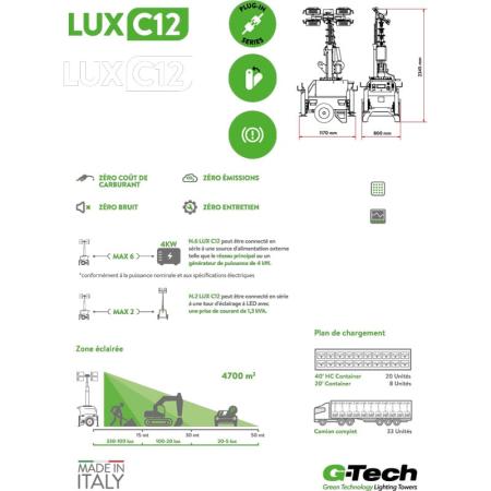 Achat Mât d’éclairage télescopique tractable- LUX C12