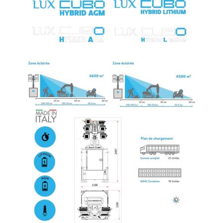 Achat Tour d'éclairage de chantier LED - alimentation hybride - LUX CUBO