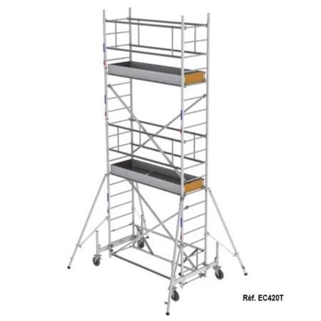 Echafaudage roulant en aluminium 10m - sol plat ou dénivelé - Ecopro