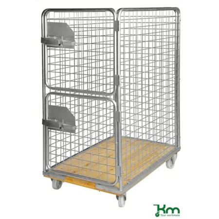 Roll conteneur avec socle bois - longueur 1200 mm - 800 kg