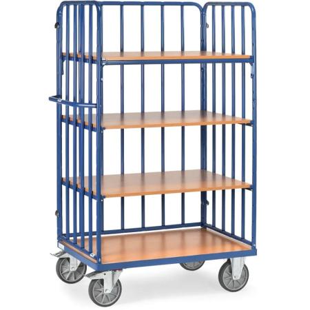 Chariot haut à parois tubulaires - 4 ou 5 étagères réglables au pas