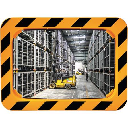 Miroir de sécurité industrie Cadre jaune et noir pour intérieur - extérieur