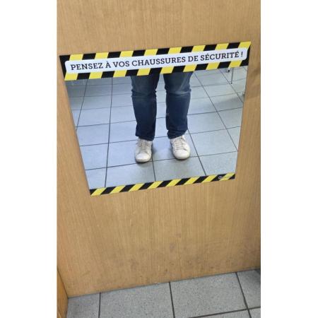 Panneau miroir de sécurité pour contrôle EPI Protection des pieds