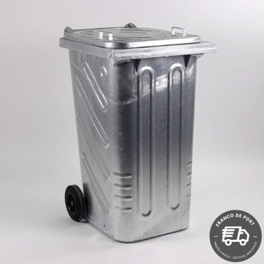 Conteneur à déchets métallique 2 roues 240 Litres - DECOVAL SERVIPACK