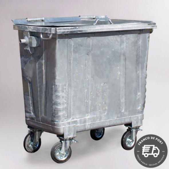 Conteneur à déchets métallique roulant 770L