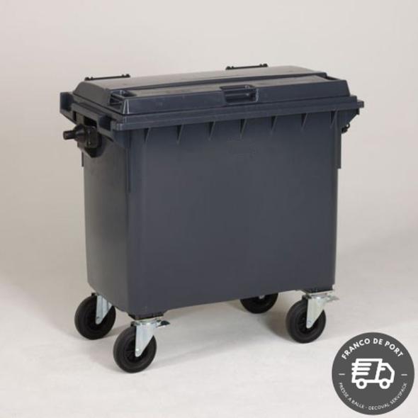 Conteneur roulant 660 litres à timon d'attelage