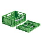 Caisse plastique pliable Ajourée Verte 400x300x160 mm - BAC-LAND PACK