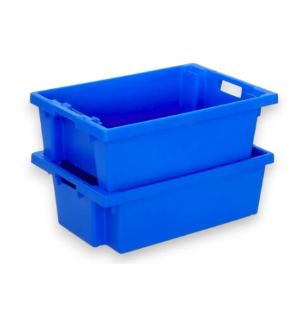 Bac gerbable emboitable plein 600x400x200 poignées ouvertes - BAC-LAND PACK