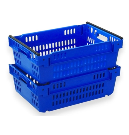 Achat Bac emboîtable gerbable sur rabats fond plein parois ajourées 600x400x200