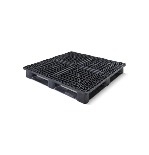 Palette médium 120x120 plastique - plateau ajouré 6 semelles
