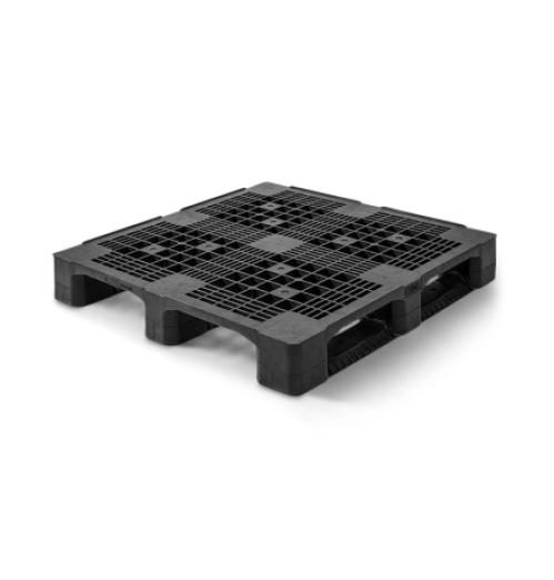 Palette plastique lourde 1140x1140 plancher ajouré 3 semelles - BAC-LAND PACK
