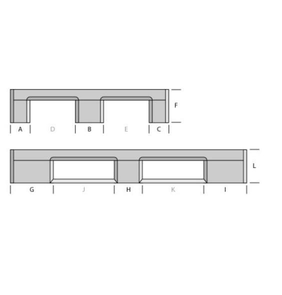 Vente Palette plastique 120x100 Plateau ajouré 3 semelles (BAC-LAND PACK)