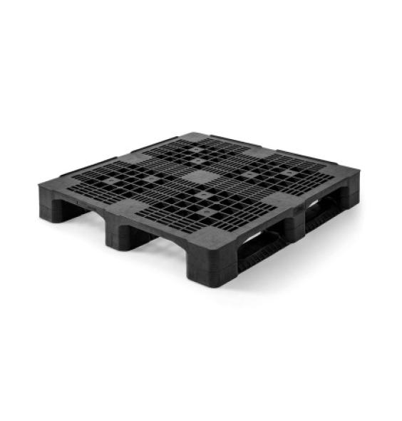 Achat Palette plastique lourde 1100x1100 plancher ajouré 3 semelles