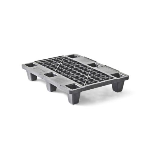 Demi palette 600x800 6 pieds emboitables ajourée plastique - BAC-LAND PACK