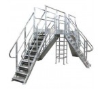 Passerelle aluminium sur convoyeurs avec plateforme 4 accès Réf. PF4 SP-A - ABA ECHELLES