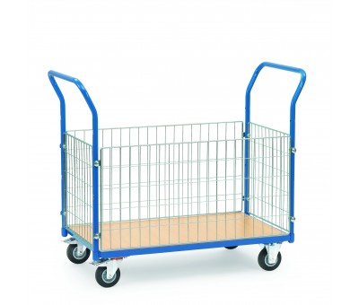 Chariot plateau à 2 dossiers + 2 côtés grillagés