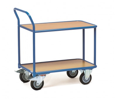 Chariot table roulante 2 niveaux pour magasin et entrepot