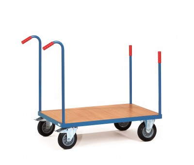 Chariot plateau avec poignées de poussée