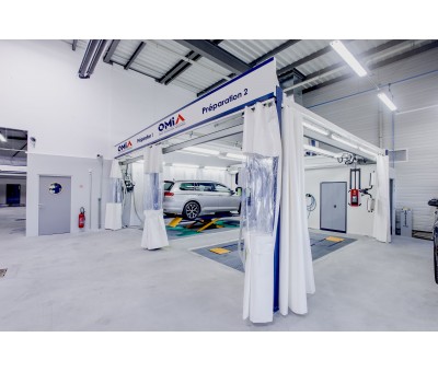 Aire de préparation des fonds avant peinture en carrosserie