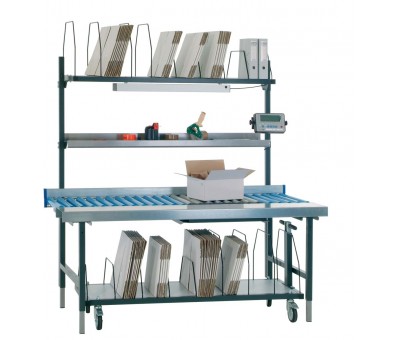 Table d'emballage à rouleaux de manutention intégrés