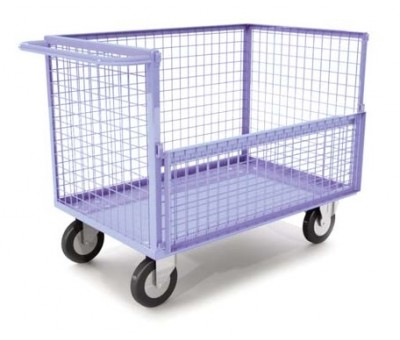 Chariot caisse grillagé à demi porte