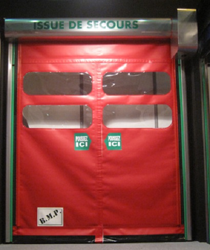 Porte sortie de secours, poignée antipanique - matériaux de récupération