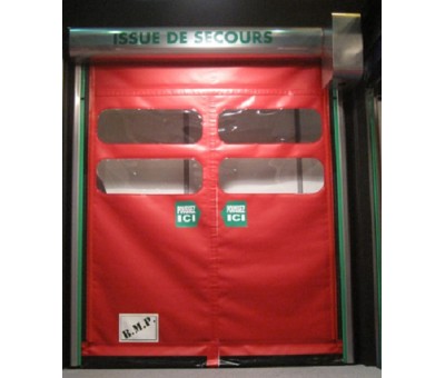 Porte souple spéciale issue de secours