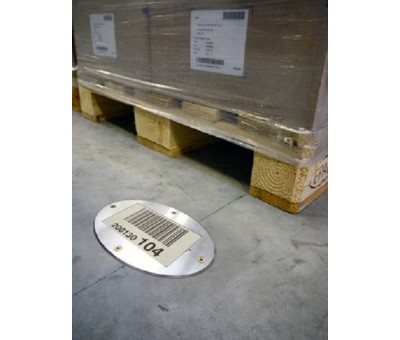 Plaque de marquage au sol à sceller pour entrepot FloorBlock Alu