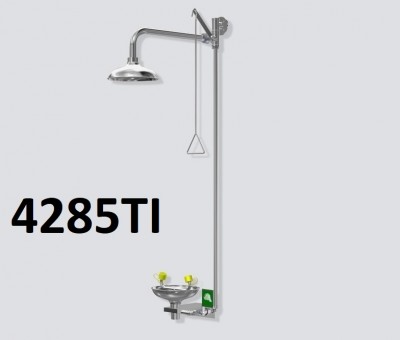 Combiné douche d'urgence lave yeux mural vertical tout inox