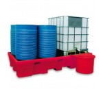 Bac de rétention plastique 2 cuves, 1000 litres ou 8 fûts - MDM MASSE DIFFUSION MANUTENTION