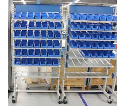 Stockeur de bacs mobile pour approvisionnement bord de ligne
