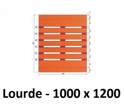 Palette bois lourde 5 semelles 1000x1200 neuve