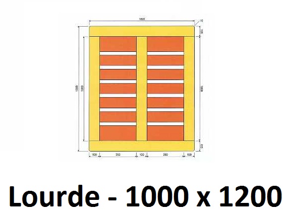 Palette Bois 1/2 Lourde Neuve 100X120 3 Semelles