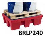 Bac de rétention plastique format palette 2 fûts BRLP240 - MDM MASSE DIFFUSION MANUTENTION