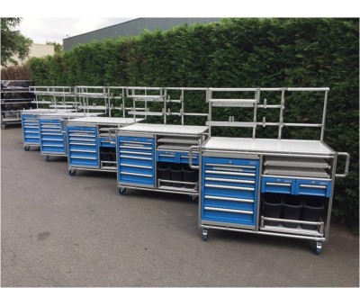 Etabli mobile à structure tubulaire lean manufacturing