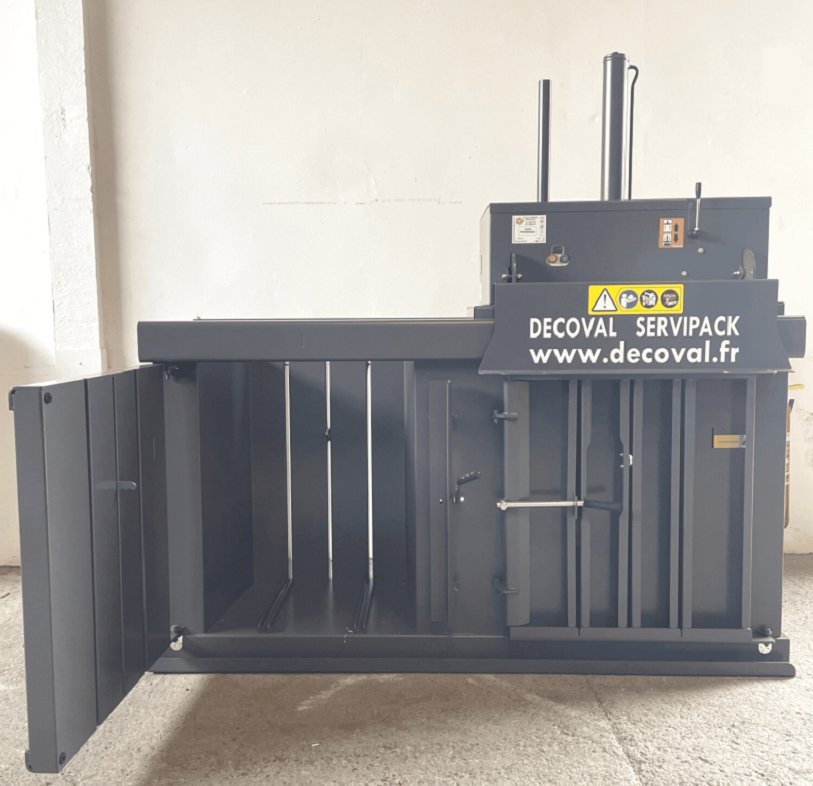 Presse à balles double coffre 2x75 kg pour tri sélectif V75D - DECOVAL SERVIPACK