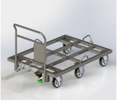 Chariot palette monotrace tractable en train logistique